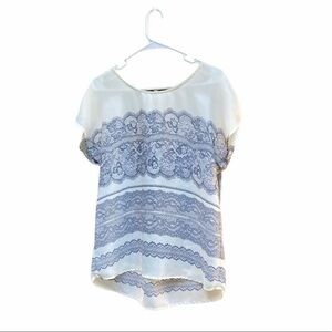 41 Hawthorn Sheer Top with Lace Print | Small